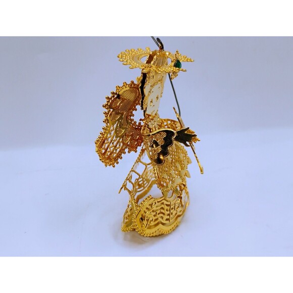 Lee Graves Gold Filigree May  Birthday Angel Christmas Ornament Figurine Emerald - Picture 6 of 7